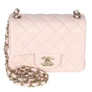 Chanel Pink Quilted Lambskin Mini Square Flap Bag